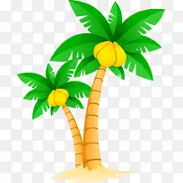 沙滩夏日海边手绘椰子树