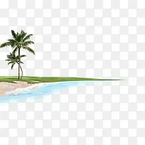夏日海边沙滩海边效果椰子树