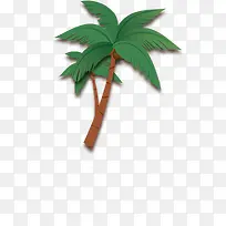 夏日卡通沙滩海边椰子树