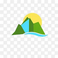 扁平矢量漂浮山