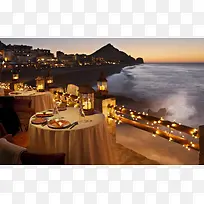 户外浪漫海边晚餐