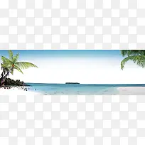 椰子树沙滩海边背景图