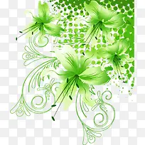 绿色清新抽象花朵植物装饰