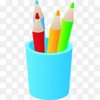 手绘彩色开学季铅笔