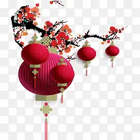 春节中国风灯笼梅花装饰