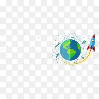 卡通扁平宇宙星空火箭