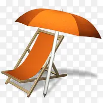 橙色遮阳伞沙滩椅