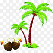 卡通植物椰子椰子树沙滩