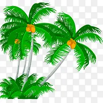 手绘风景海报椰子树沙滩