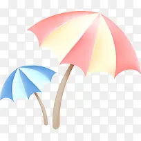 创意手绘扁平夏天沙滩上的遮阳伞