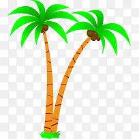 设计植物卡通海报沙滩椰子树