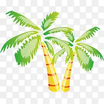 沙滩手绘插画椰子树