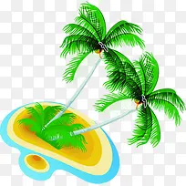 卡通海岛沙滩椰子树