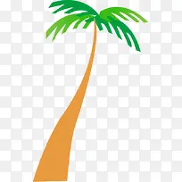 手绘风景海滩沙滩椰子树