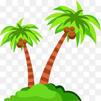 手绘沙滩卡通椰子树