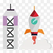 手绘卡通航空航天火箭