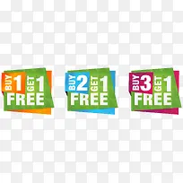 彩色数字标签矢量