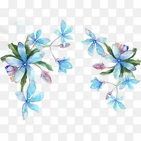 水彩绘蓝色花朵背景