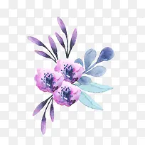 紫色水彩花图案03