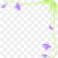 手绘清新绿色花藤紫色花朵