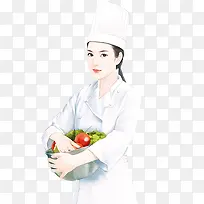 干净厨师服女子