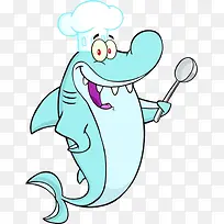 卡通鲨鱼厨师