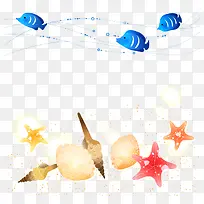 卡通手绘彩色矢量海底生物
