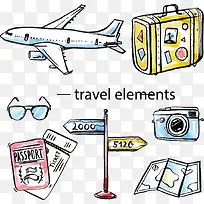 矢量手绘卡通旅游