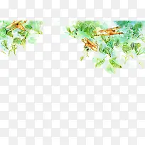 卡通手绘绿叶植物