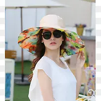 夏日白色大沿遮阳帽