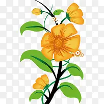 手绘藤蔓植物黄色小花