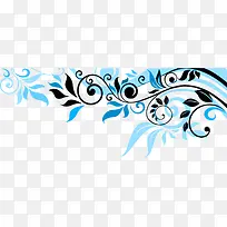 蓝色藤蔓花纹手绘欧式花纹