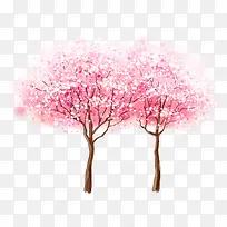 粉色唯美春天桃花树木