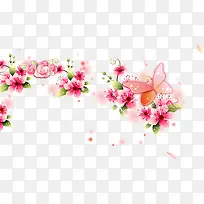 粉色唯美可爱花朵蝴蝶