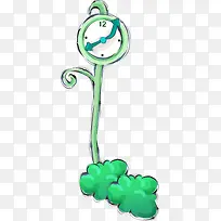 绿色卡通植物钟表