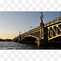 欧式大桥河水海报背景