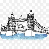 手绘英伦风格伦敦大桥