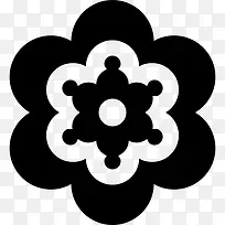 美丽的花与圆形花瓣图标