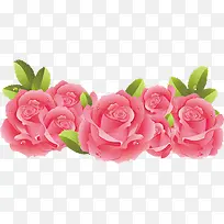 粉色立体玫瑰花边素材婚礼