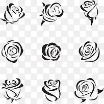 黑色线条玫瑰花朵装饰