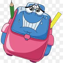 开学季蓝粉色书包