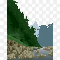 手绘山脉
