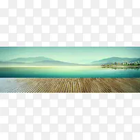 简约唯美湖泊banner创意海报设计