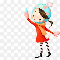 手绘可爱上学女生