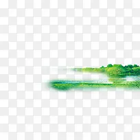 绿色湖泊草地树木装饰
