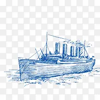 手绘复古船