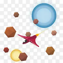 矢量手绘太空飞行