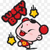 手绘卡通红色小人装饰