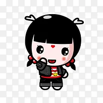 黑色卡通小人女孩