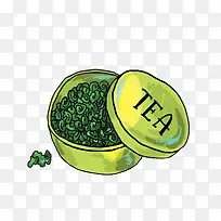 矢量绿色罐茶绿茶 新春新茶